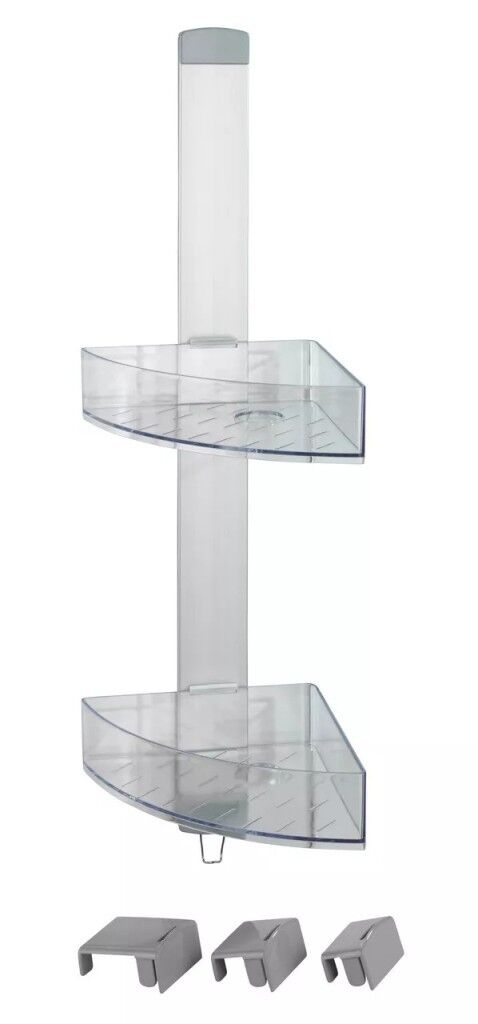 WENKO Köşe Duş Rafı Banyo Duş WC Delme Gerektirmeyen Paslanmaz Çelik Kanca