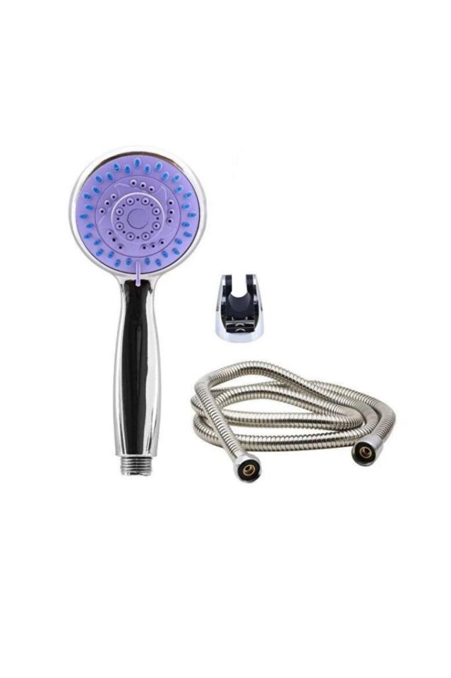 3 FonksiyonBlu Plastik Krom kaplama Duş aşlığı & Krom Hortum Mor