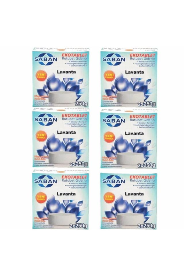 6 Adet 2x250 gr Nem Alıcı Rutubet Giderici Yedek Tablet Lavanta