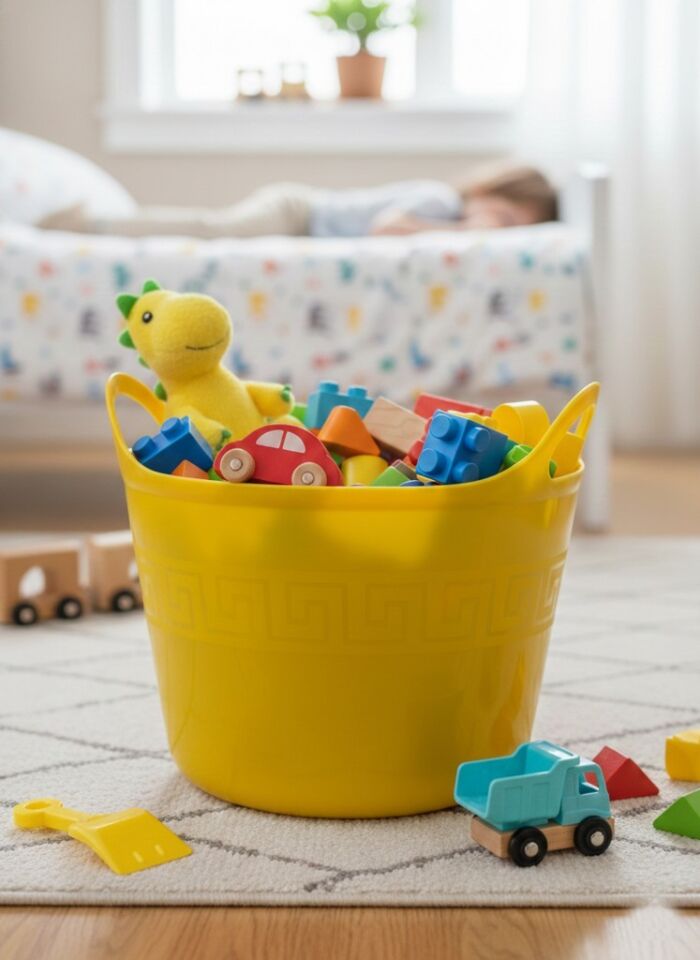 Sarı, Esnek Plastik Kova – 20 Litre, Temizli Kovası, Esneyebilen Oyuncak ve Çamaşır Sepeti
