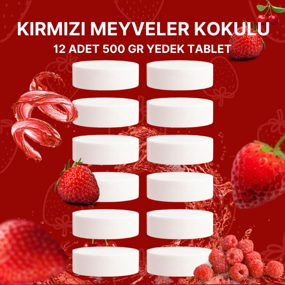 6 Adet 2x500GR - KIRMIZI MEYVELER - Nem Alıcı Rutubet Giderici Yedek Tablet